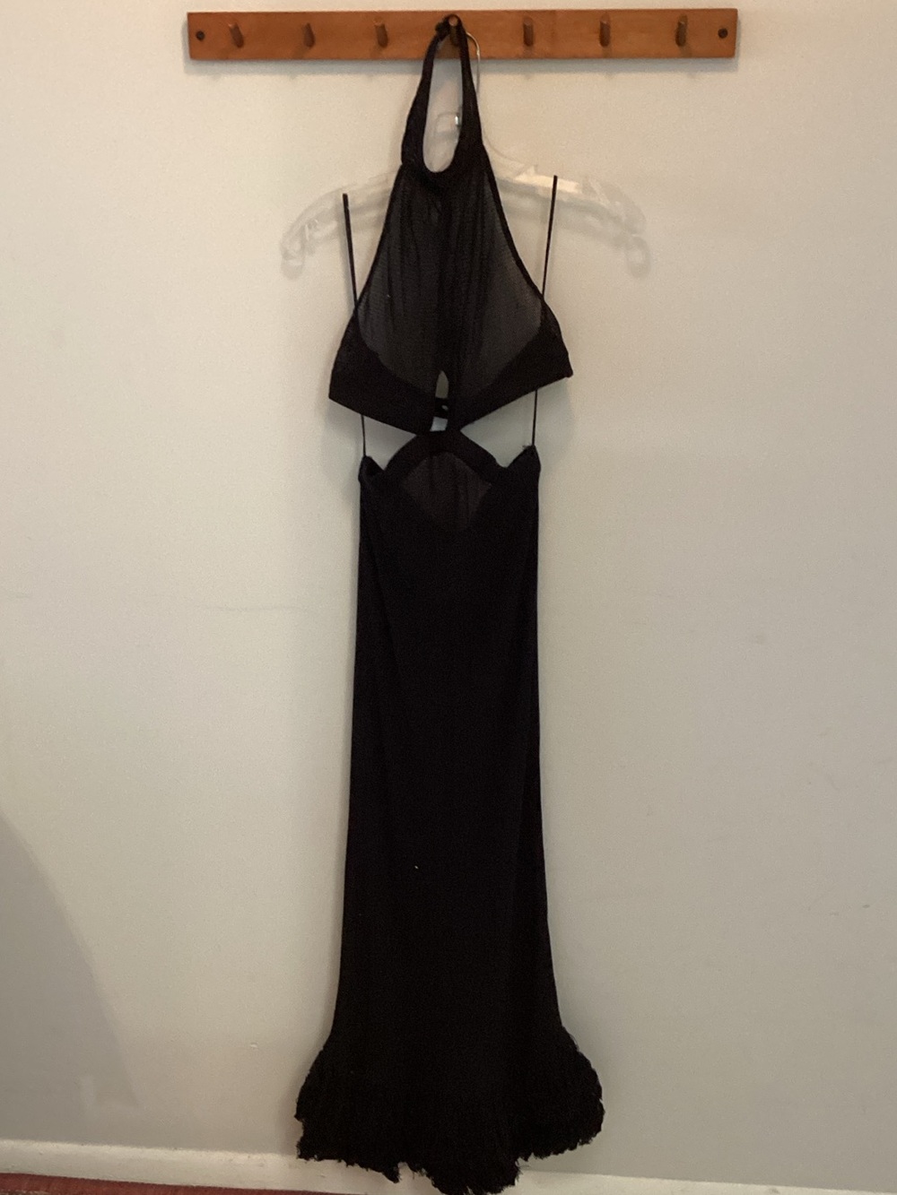 ANTONIO MELANI Black Backless Halter Mesh Dress Size S